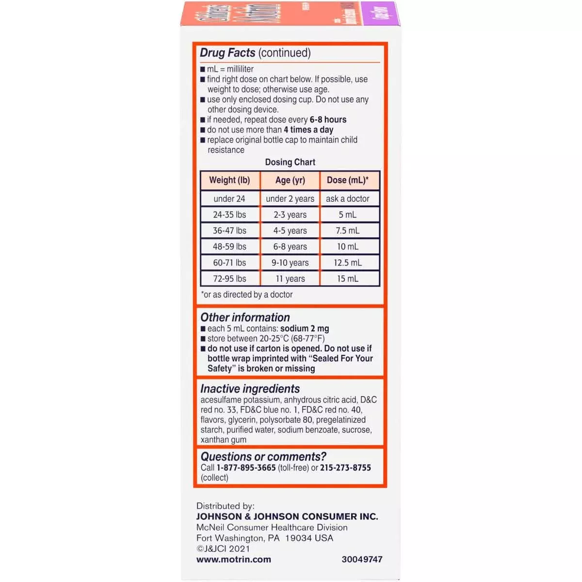 Medline Motrin NSAID Child Oral Suspension