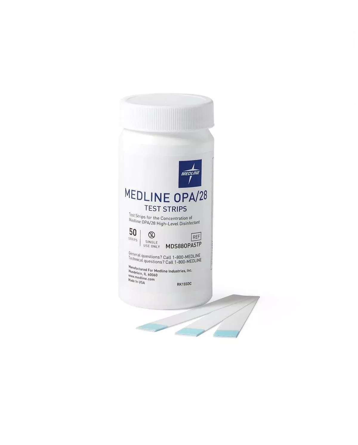 Medline OPA Disinfectant Test Strip - 50 Strips Per Bottle