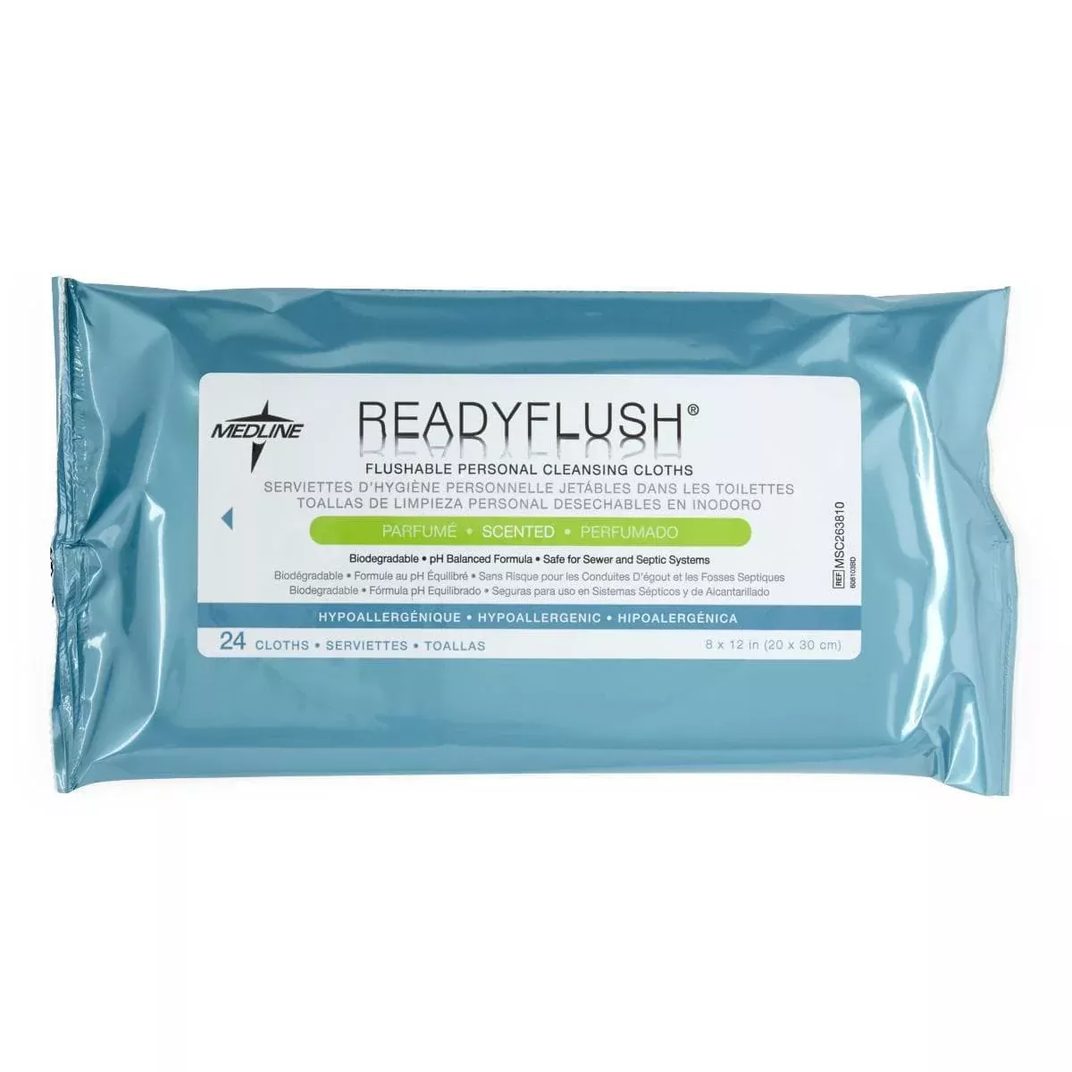 Medline ReadyFlush Biodegradable Flushable Wipes - Soft Packs of 24 Wipes