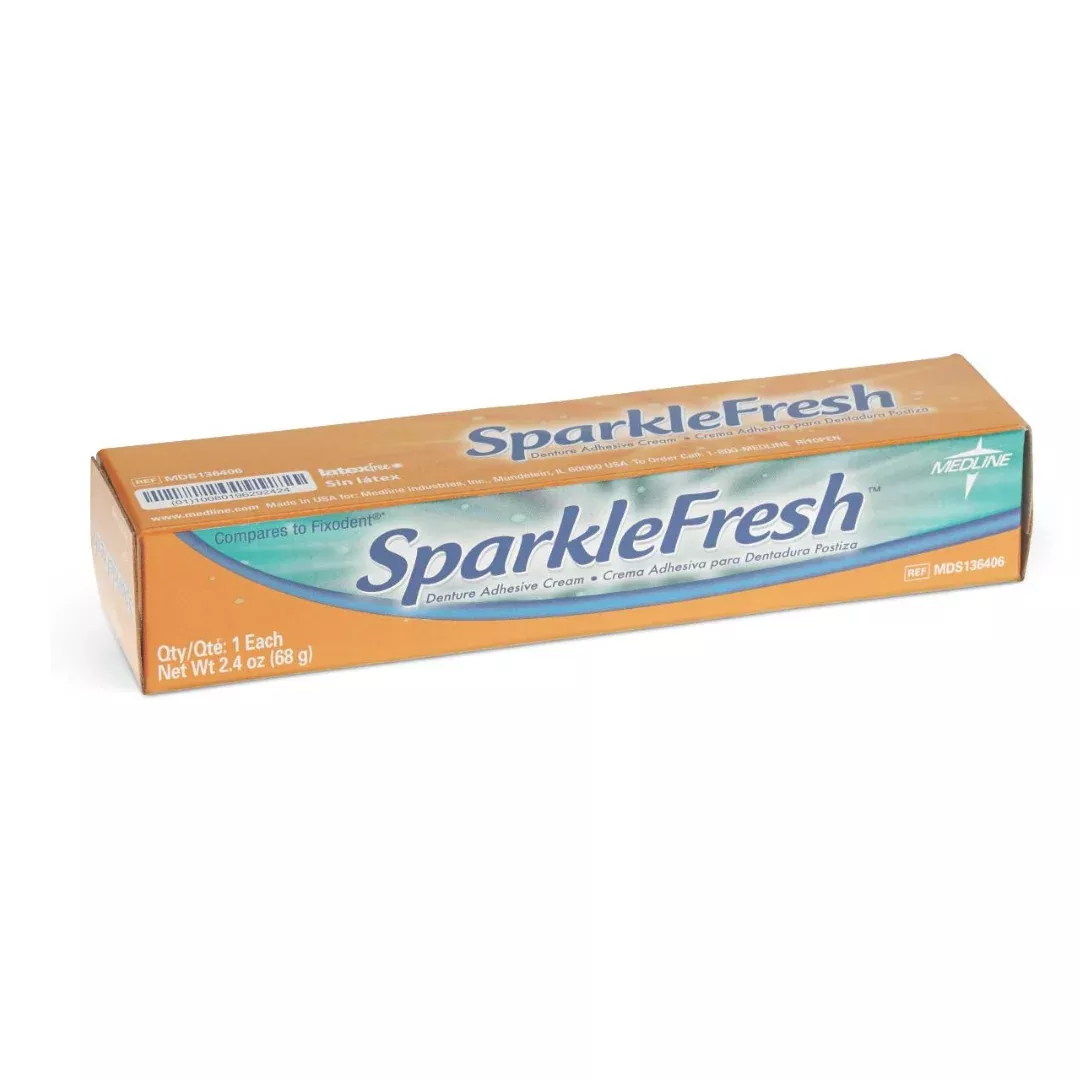 Medline Sparklefresh Denture Adhesive Cream - 2.4 oz Tubes