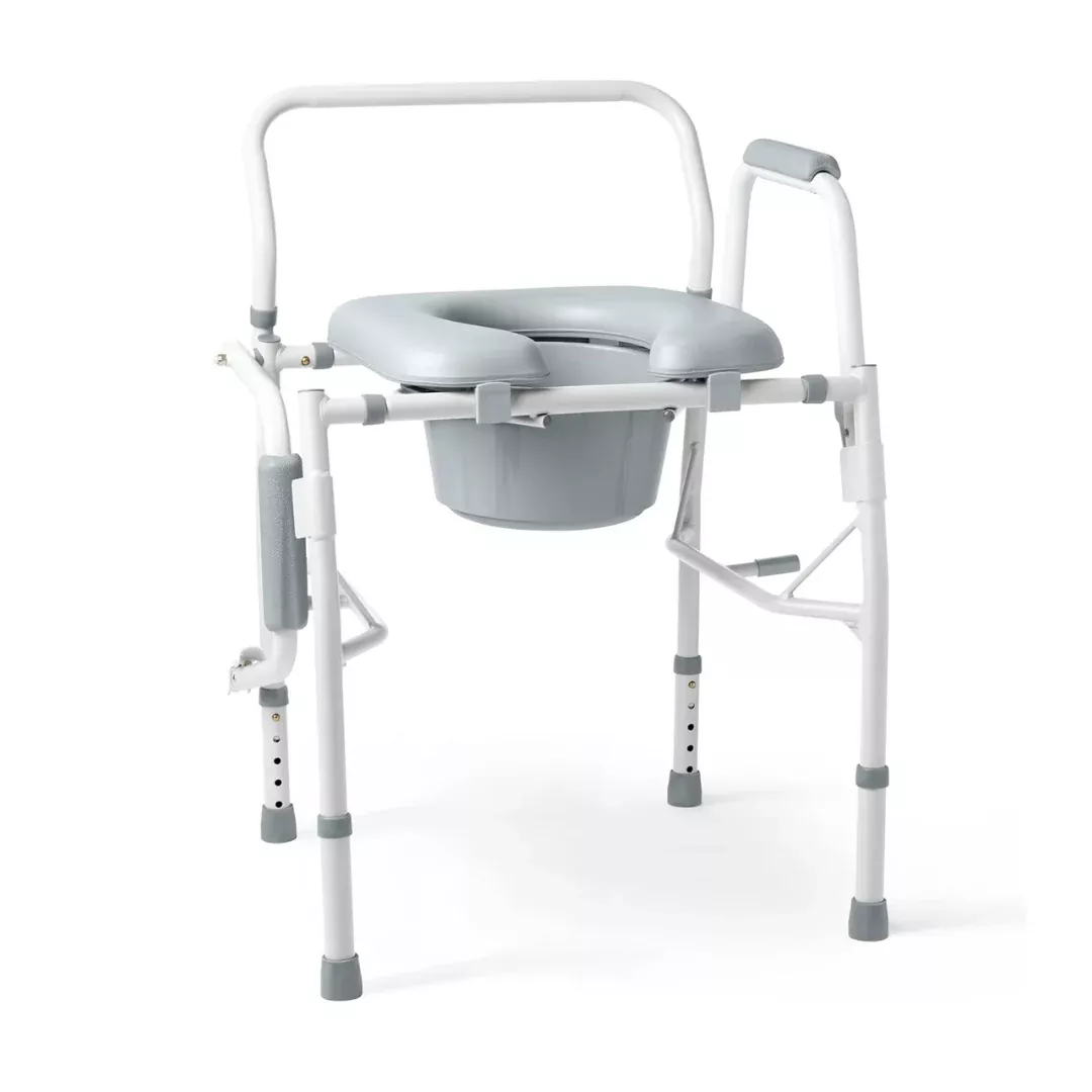 Medline Steel Drop-Arm Bedside Commode with Padded Seat