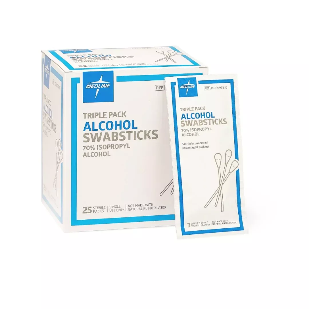 Medline Sterile Triple-Pack Alcohol Swabsticks