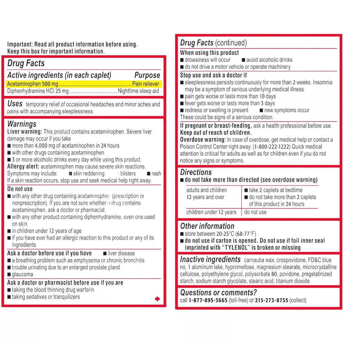 Medline Tylenol PM Extra-Strength Caplets