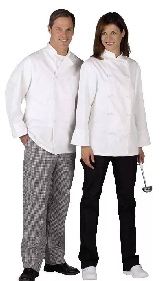 Medline Unisex Long Sleeve Chef Coats with 1 Pocket and Button Closure