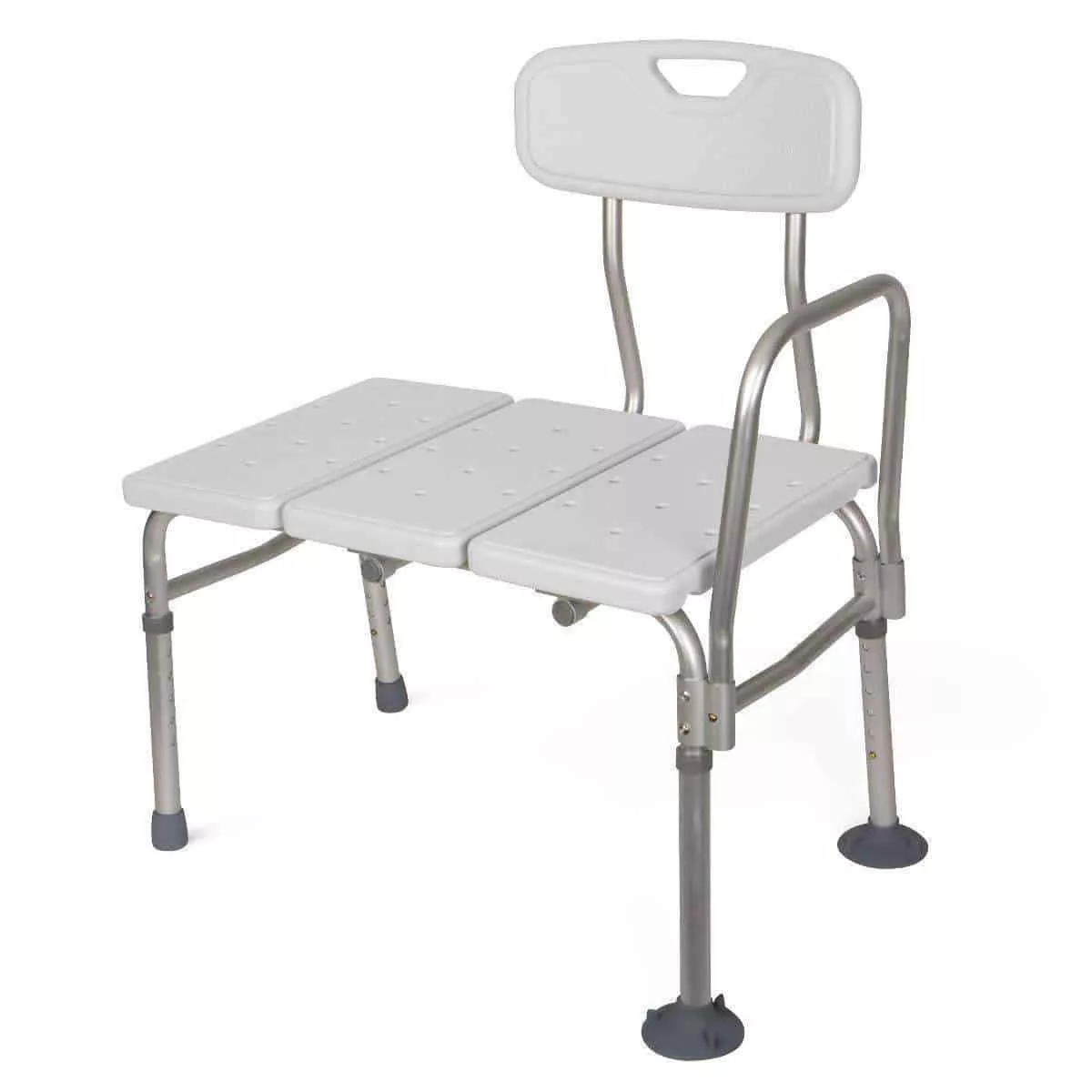 Medline Unpadded Shower Transfer Bench with Suction Cup Tips