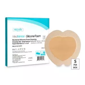 Medvance Bordered Silicone 7" X 7" Foam Dressing, Sacral, 5.1" X 5.4" Pad- 1 Each