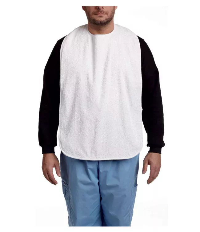 MOBB Health Care Terry Cloth bib with snaps - white