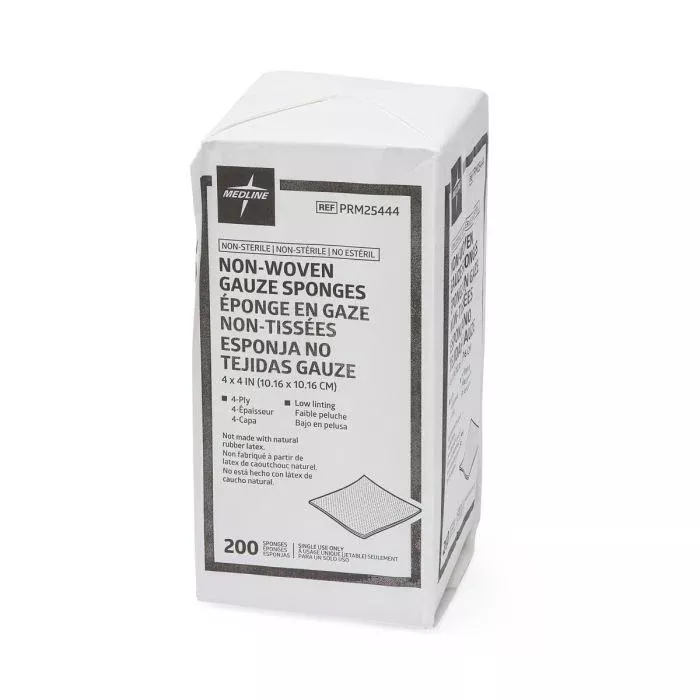 Non-Sterile Non-Woven Gauze Sponge, 4-Ply, 4" x 4"