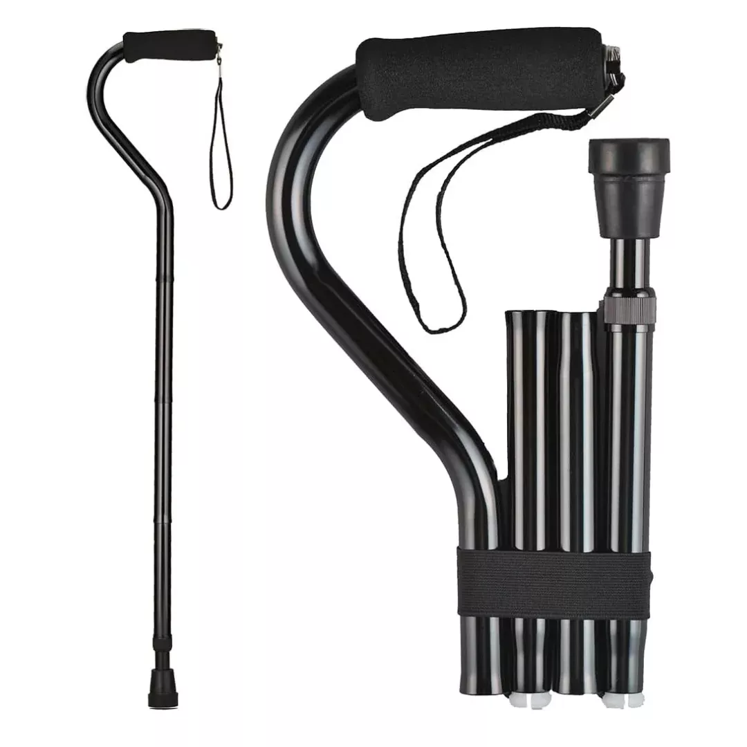 Nova Folding Walking Cane with Soft Grip Handle & Carry Strap