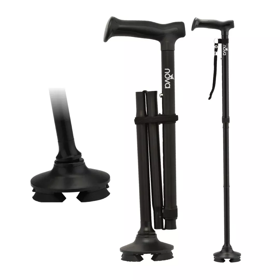 Nova Medical Folding Cane with Standing Pivot Tip
