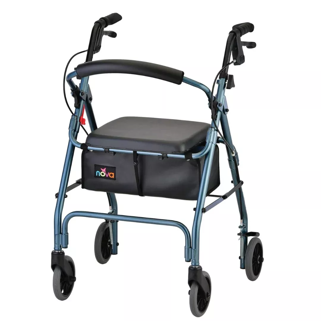 Nova Medical GetGo Rolling Rollator Walker - Lightweight with Seat