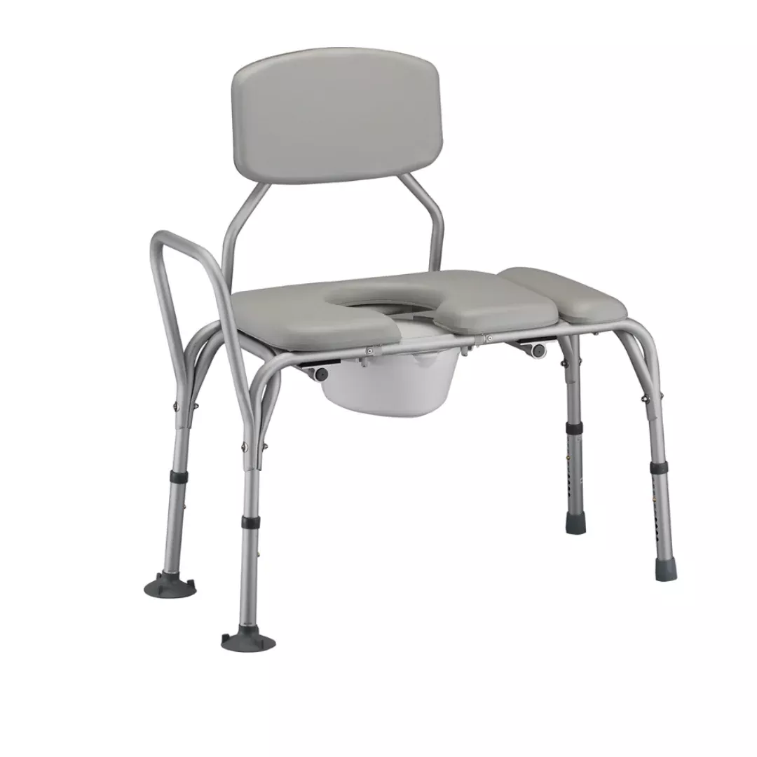 Nova Medical Padded Transfer Bench With Commode With Detachable Back