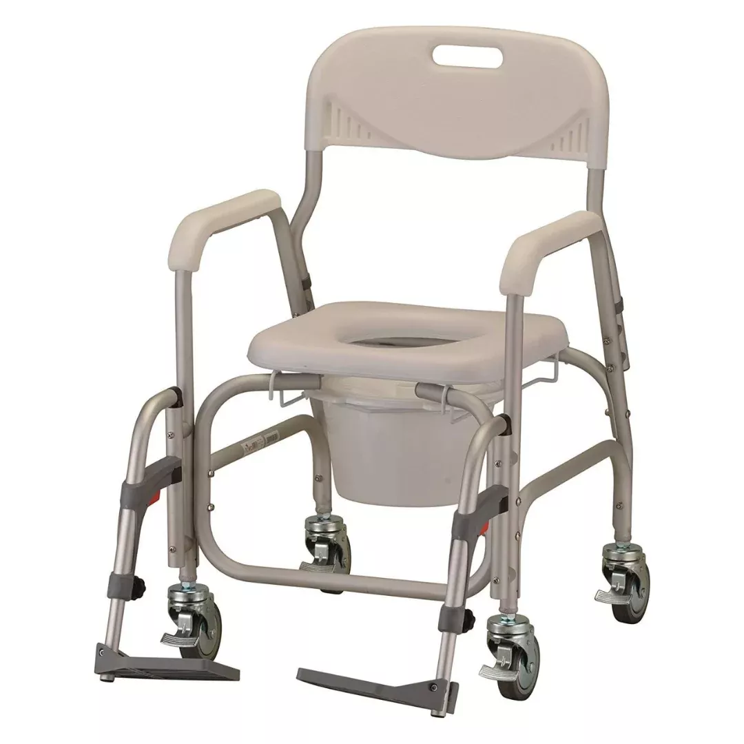 Nova Medical Rolling Shower Chair and Commode with Padded Seat