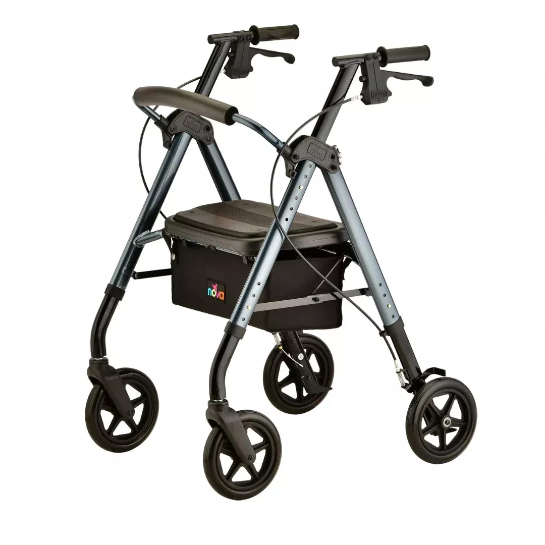 Nova Medical Star DX Rollator Walker with Wide Padded Seat & 8” Wheels