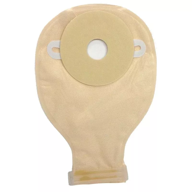 Nu-Hope 7104-DC Standard Round Deep Convex Pre-Cut Barrier and Brief Clear Drainable Pouch - (1/2)", Box of 10