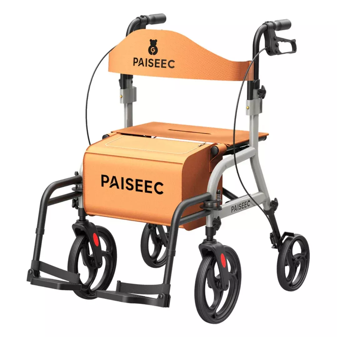 Paiseec R1 2-in-1 Rollator Walker Transport Chair
