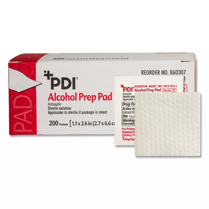 PDI Medium 70% Isopropyl Alcohol Prep Pads - Individually Wrapped box of 200