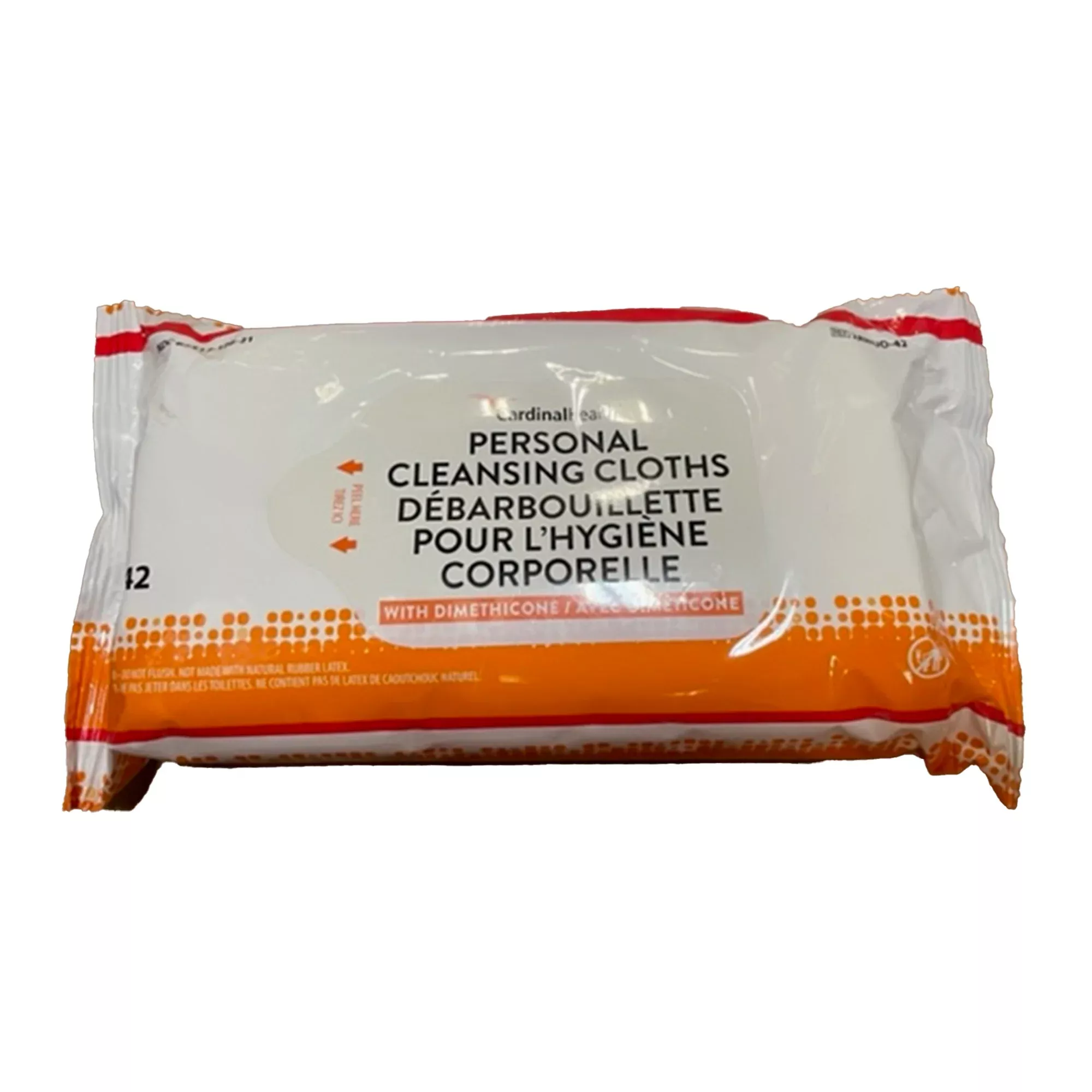Personal Cleansing Cloth, 3.2% Dimethicone, Non-flushable, Fragrance Free- Package of 42