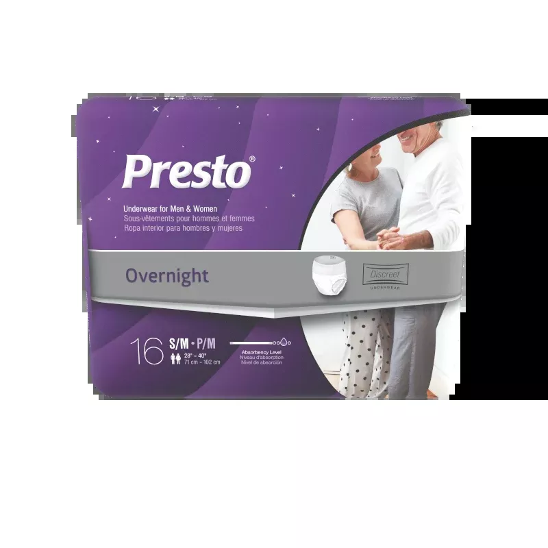 Presto Flexright Protective Underwear Medium 32" - 44" Overnight Absorbency- Package of 16