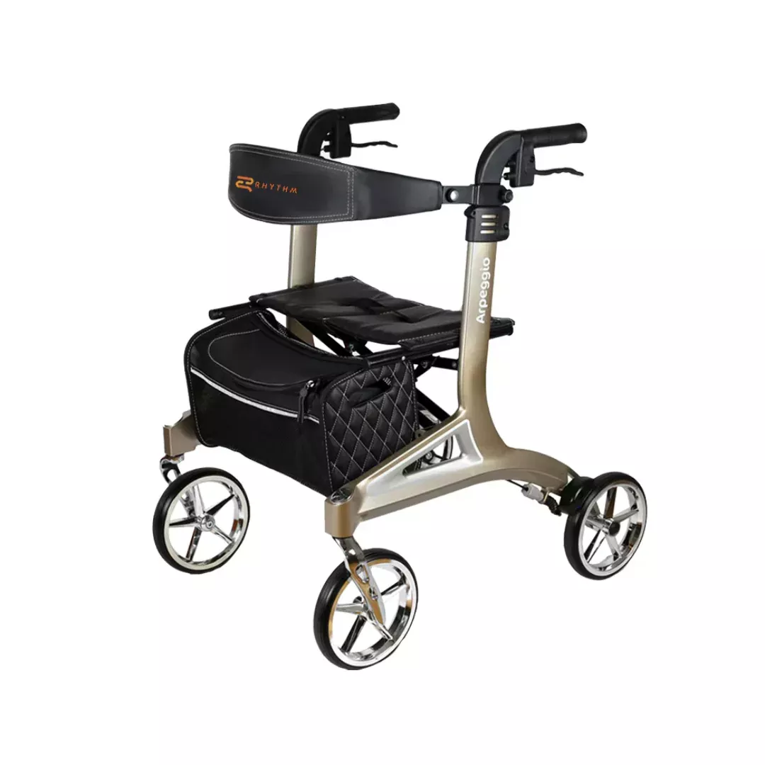 Rhythm Arpeggio Folding Portable Rollator with XL 8"Wheels - Champagne