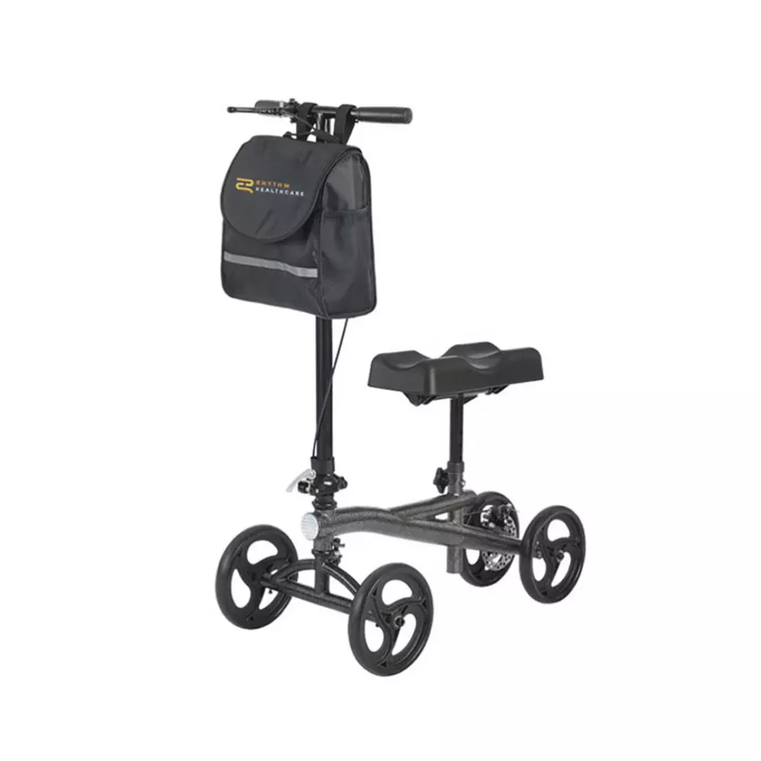 Rhythm Portable Folding Bariatric Knee Rollator with Front Storage Bag