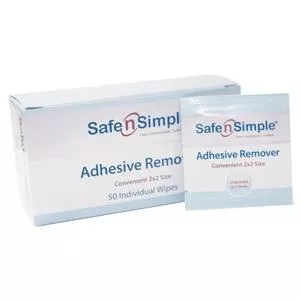 Safe and Simple SNS00651 Safe N SimpleAdhesive Remover Wipe, Box of 50 wipes