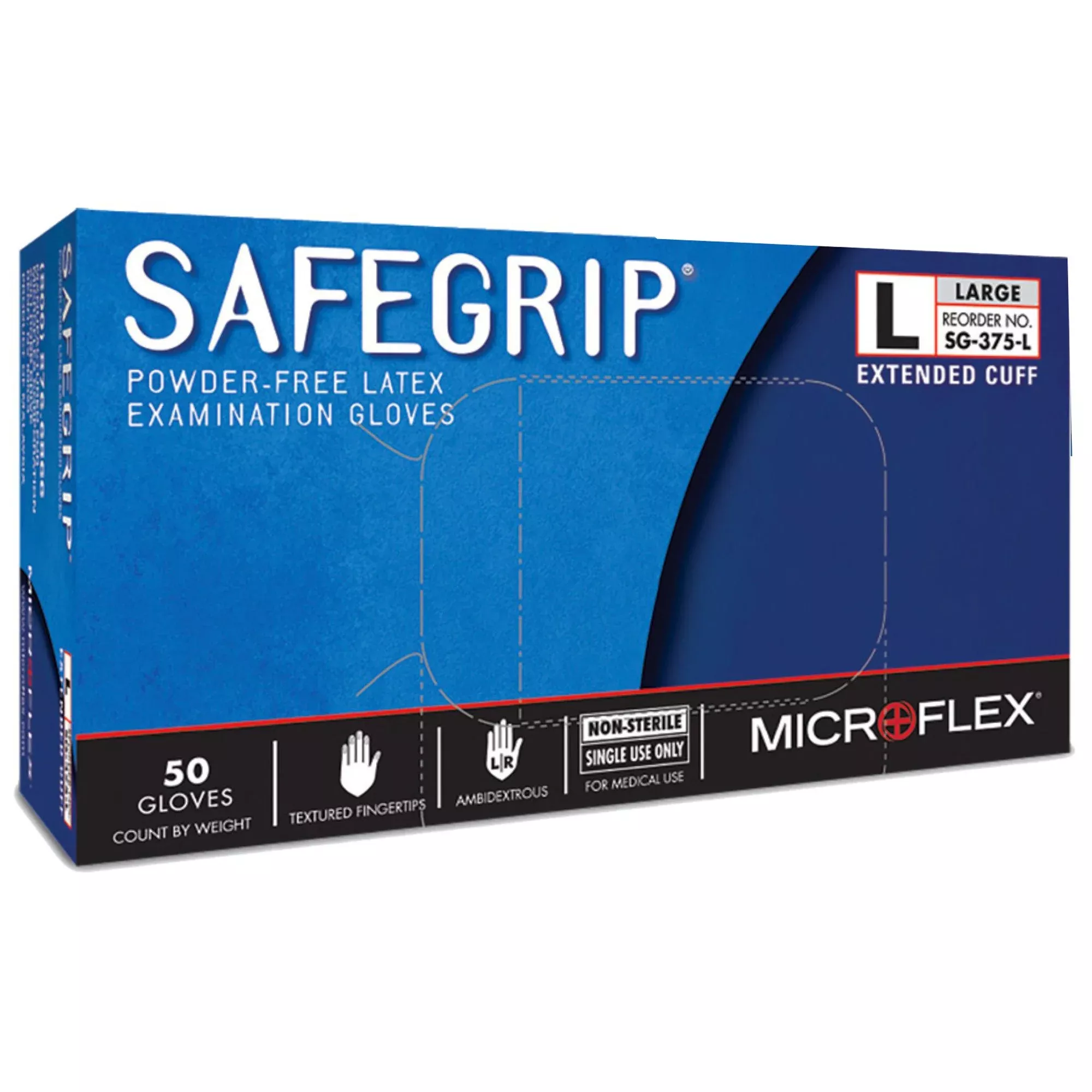 SafeGrip Latex Extended Cuff Length Exam Glove