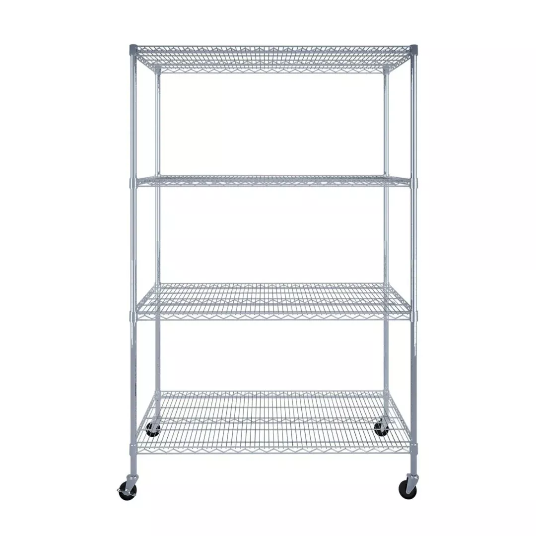 SafeRacks 4-Tier Wire Shelving Storage Racks on Wheels - 24” x 48” x 72”