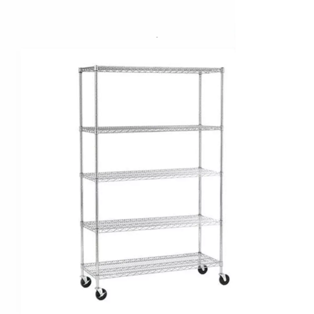 SafeRacks 5-Tier Wire Shelving Storage Racks on Wheels - 18” x 48” x 72”