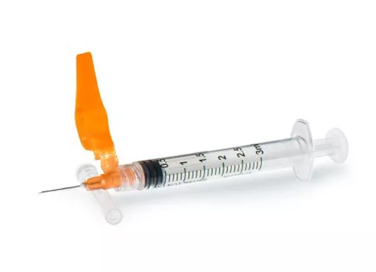 Safety Hypodermic Syringe with Needle McKesson Prevent HT 3 mL 5/8 Inch 25 G