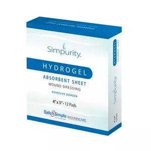Simpurity Hydrogel Dressing With Adhesive Border, 4" X 5"- 1 Each