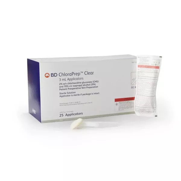 Skin Prep Solution - ChloraPrep Clear 3 mL Foam Applicator 2% / 70% Strength CHG (Chlorhexidine Gluconate) / Isopropyl Alcohol Sterile