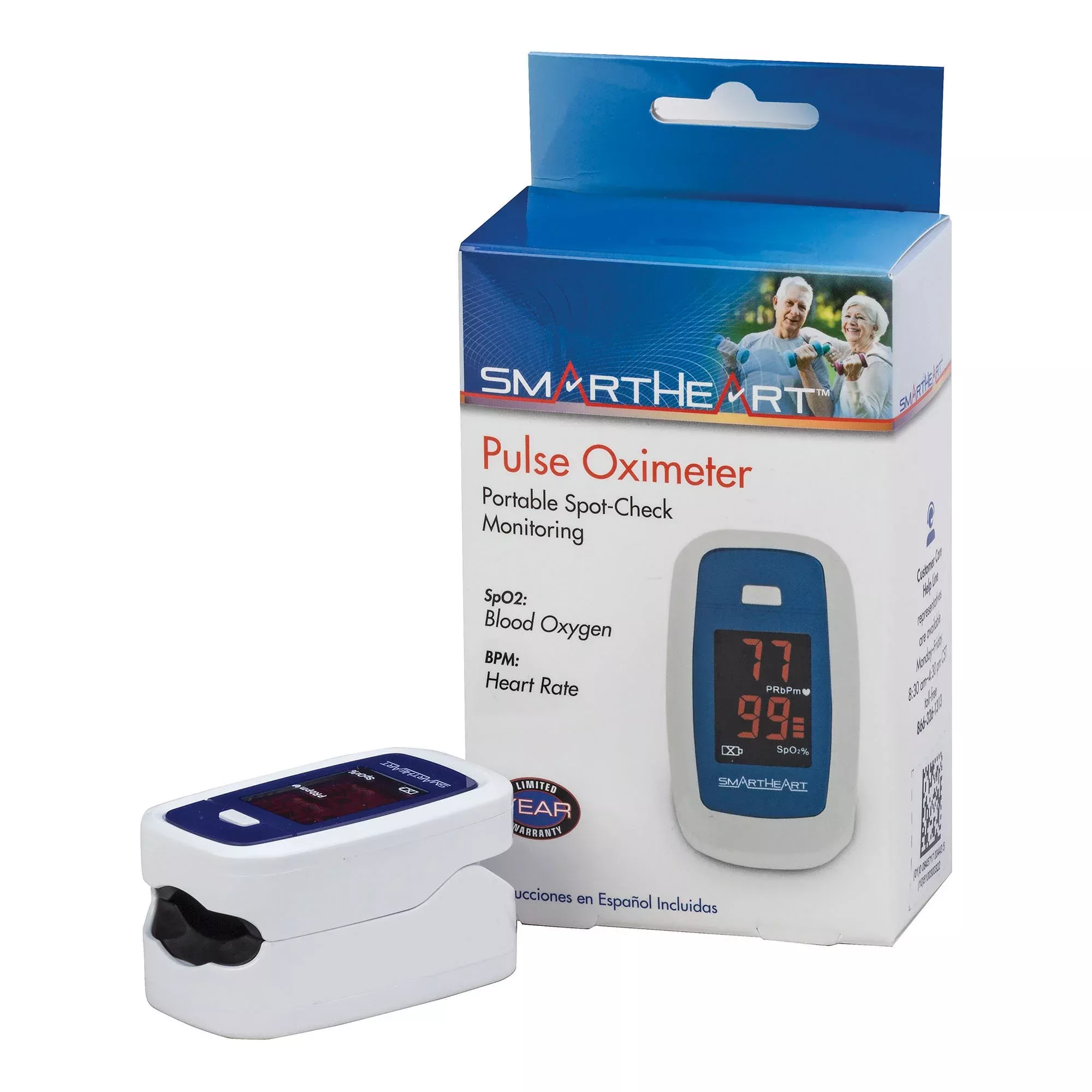 SmartHeart Fingertip Pulse Oximeter for Blood Oxygen Saturation