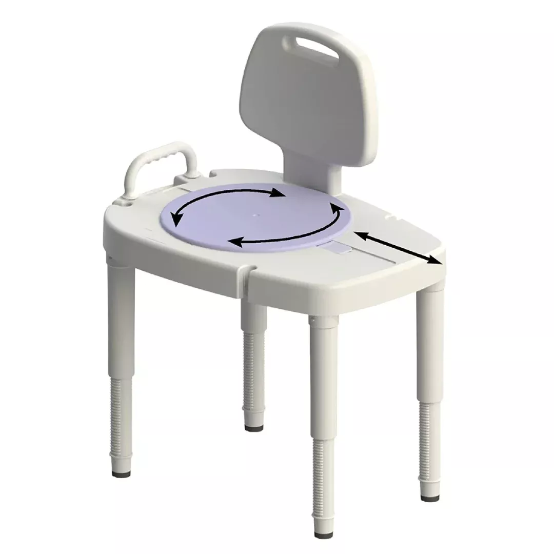 SP Ableware Sliding-Rotating Shower/Bath Transfer Bench With Back - Blowout