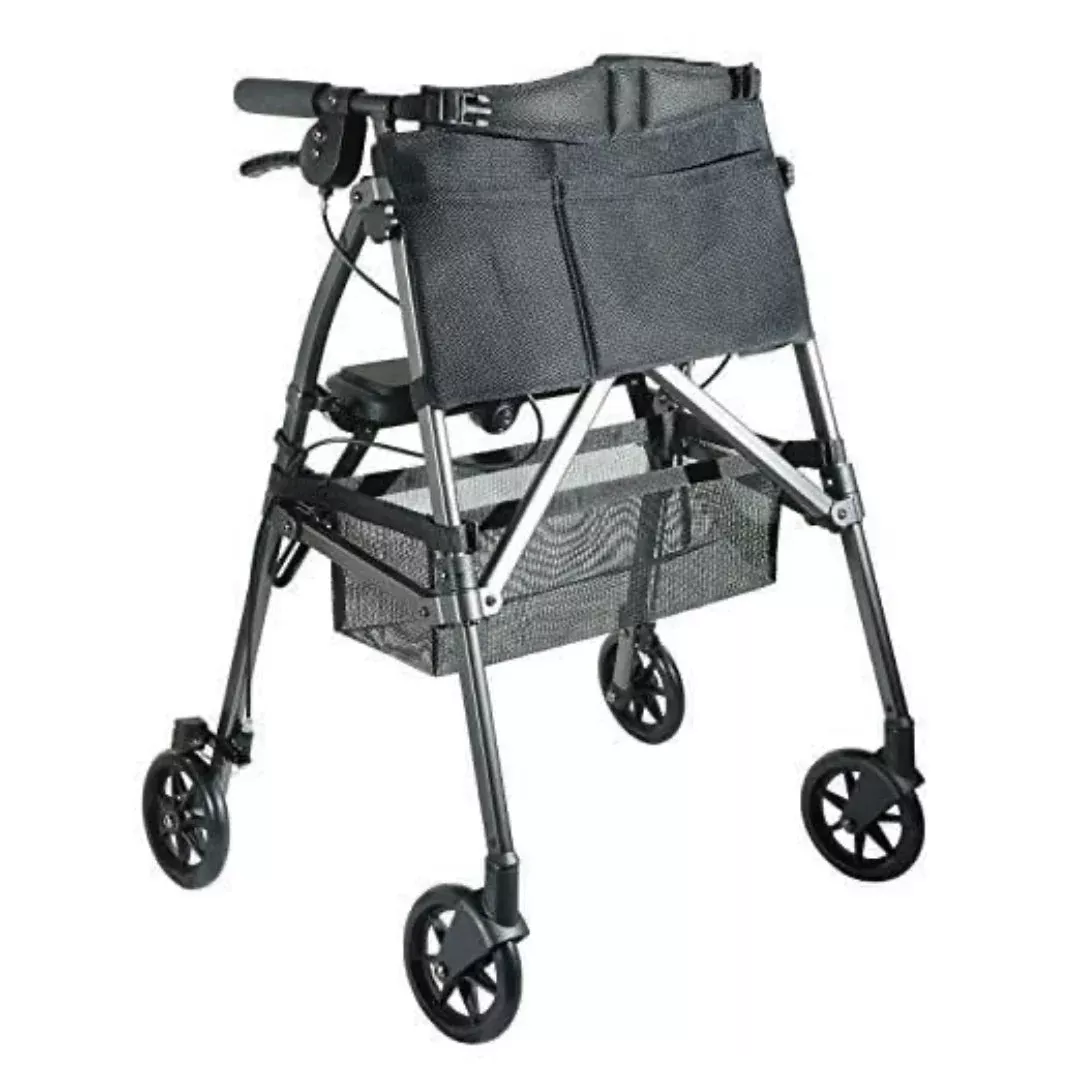 Stander EZ Fold-N-Go Rollator – Lightweight Folding Travel Walker Rollator with 6” Swivel Wheels
