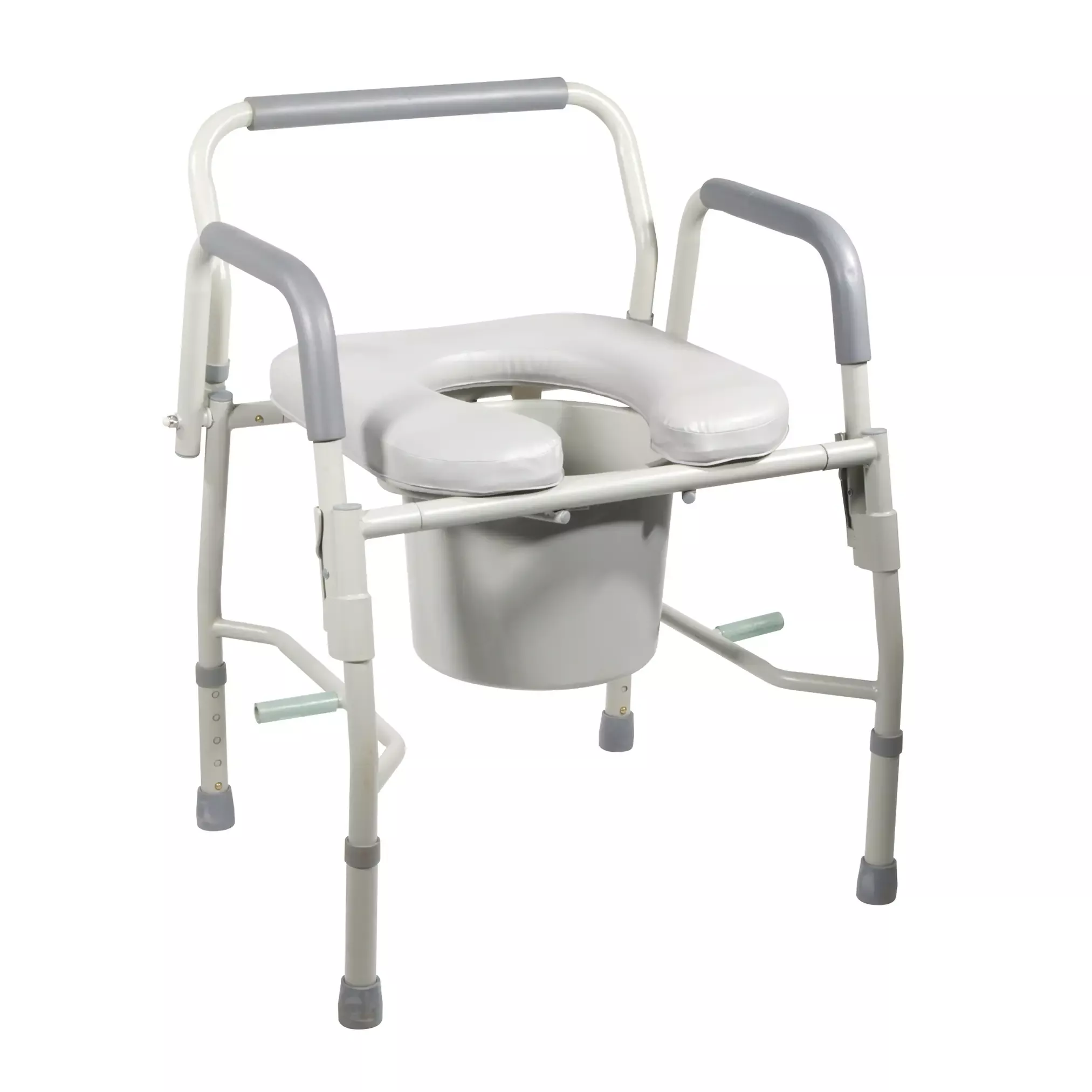 Steel Drop Arm Bedside Commode with Padded Seat & Arms