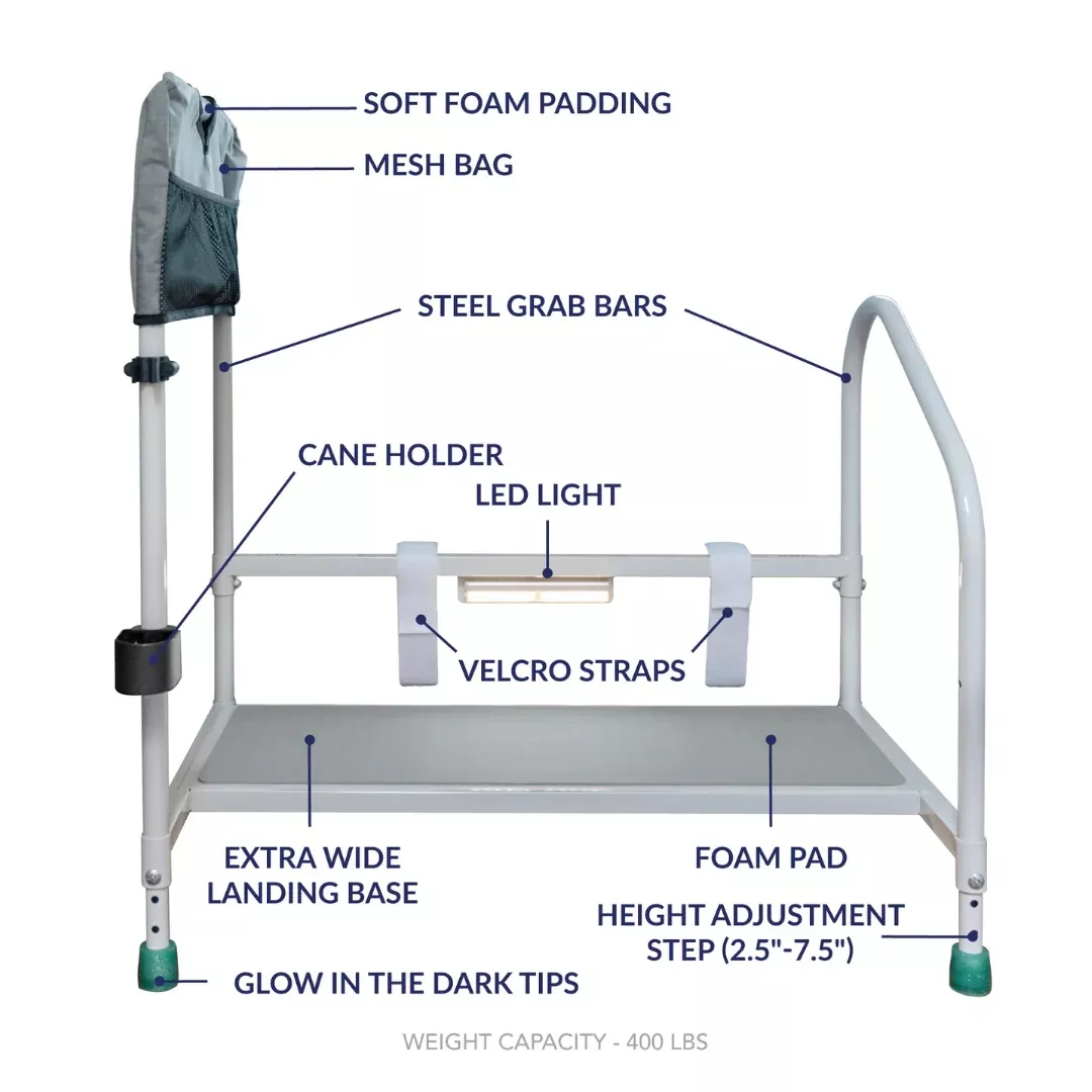 Step2bed Deluxe Bedside Step-Up Platform with Accessory kit