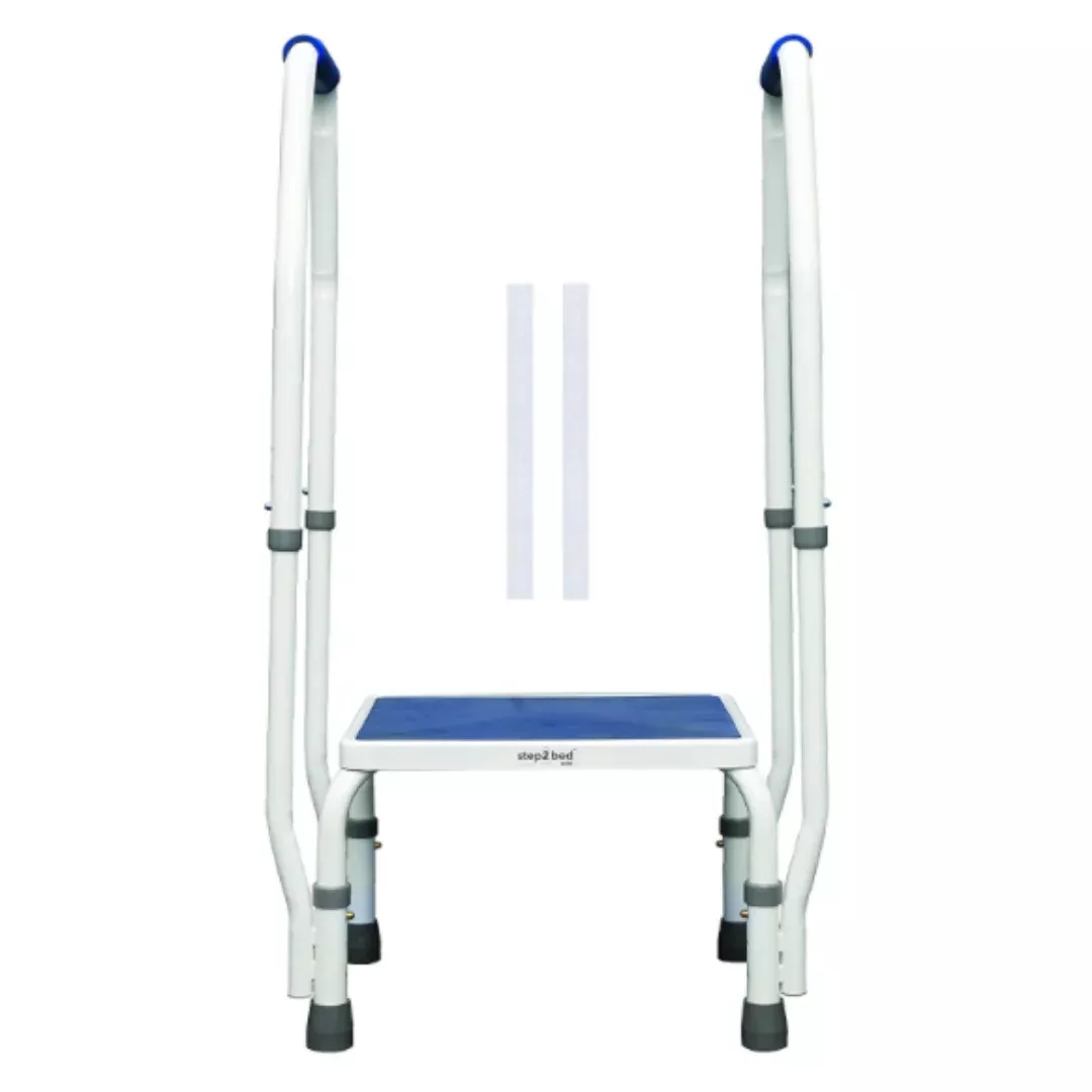 Step2Health Step2Bed Mini - Adjustable Height Bedside Step Stool w/ Dual Arms