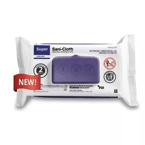 Super Sani-cloth Germicidal Disposable Wipe Softpack, 80 Count, 8.2" X 9.8" Wipes- Pack(age) of 1