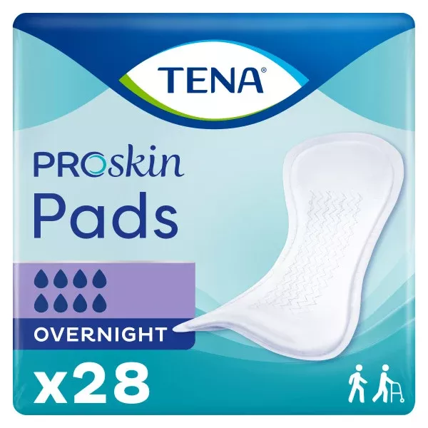 TENA ProSkin Overnight Bladder Leakage Pad for Women, Heavy Absorbency, 16"- Pack of 28