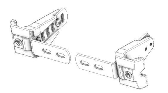 Therafin 51096 Back Hardware, Molded Js & Slotted Ls w/ Swingtabs, L/R pair
