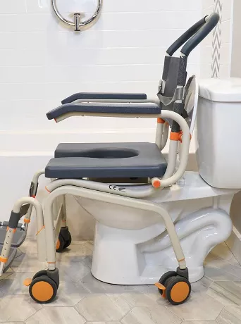 TiltingRolling Shower Chair Commode