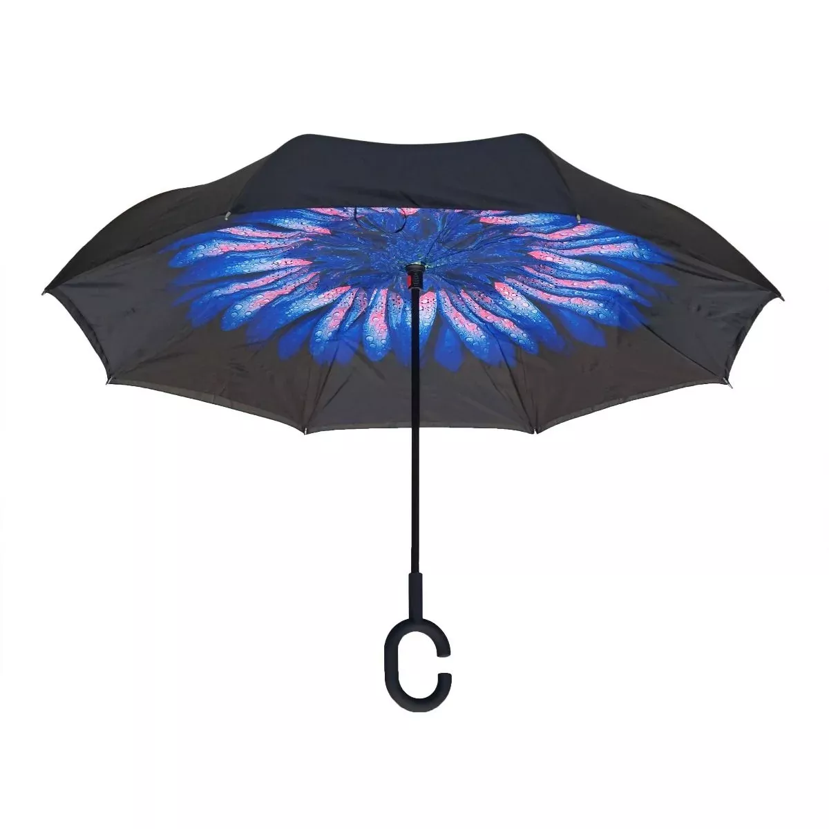 Topsy Turvy Designer Umbrellas - Drip Free Windproof - Blue Daisy