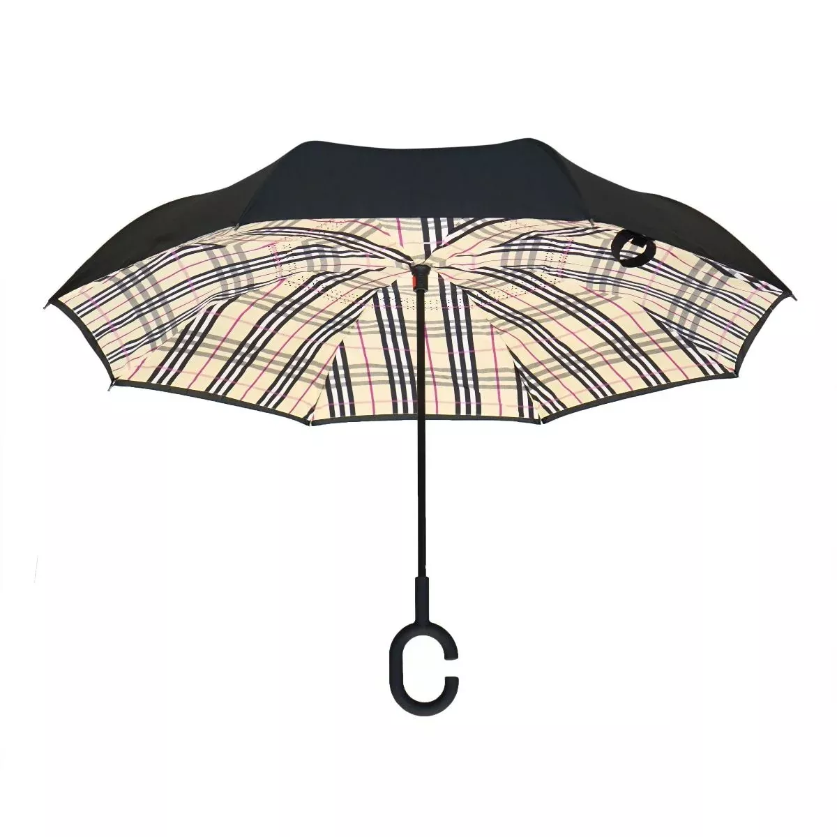 Topsy Turvy Designer Umbrellas - Drip Free Windproof - Plaid