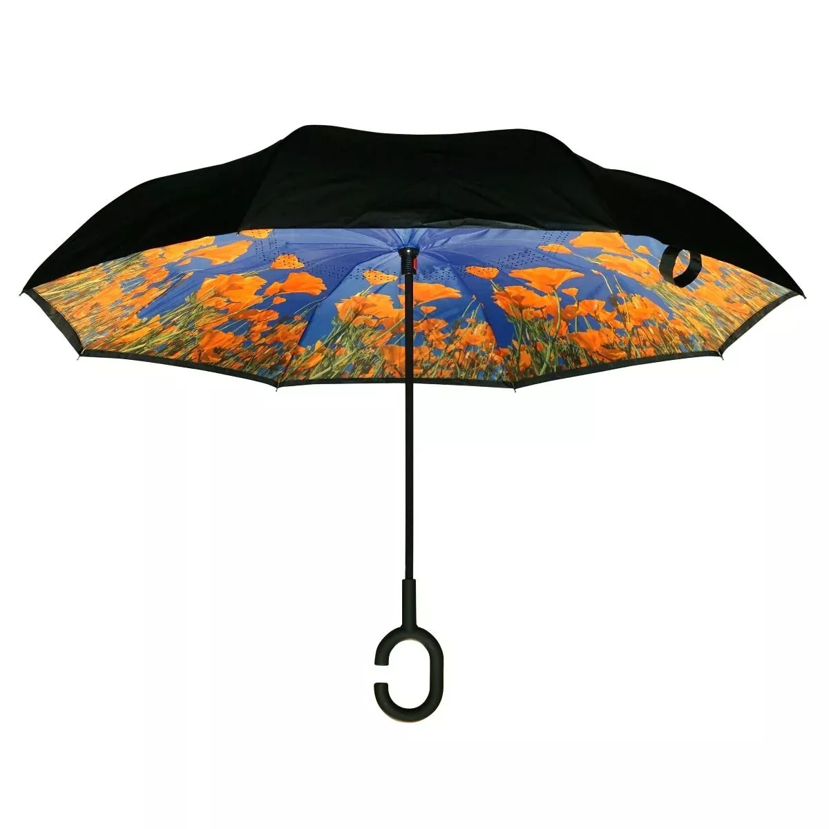 Topsy Turvy Designer Umbrellas - Drip Free Windproof - Poppies In Meadows