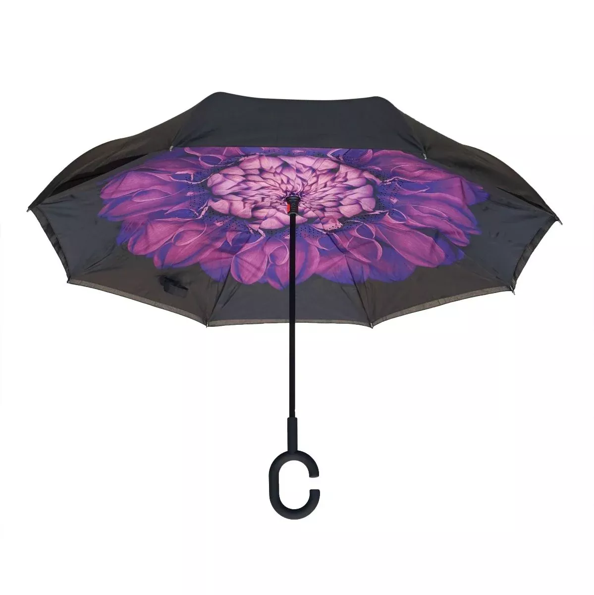 Topsy Turvy Designer Umbrellas - Drip Free Windproof - Purple Flower
