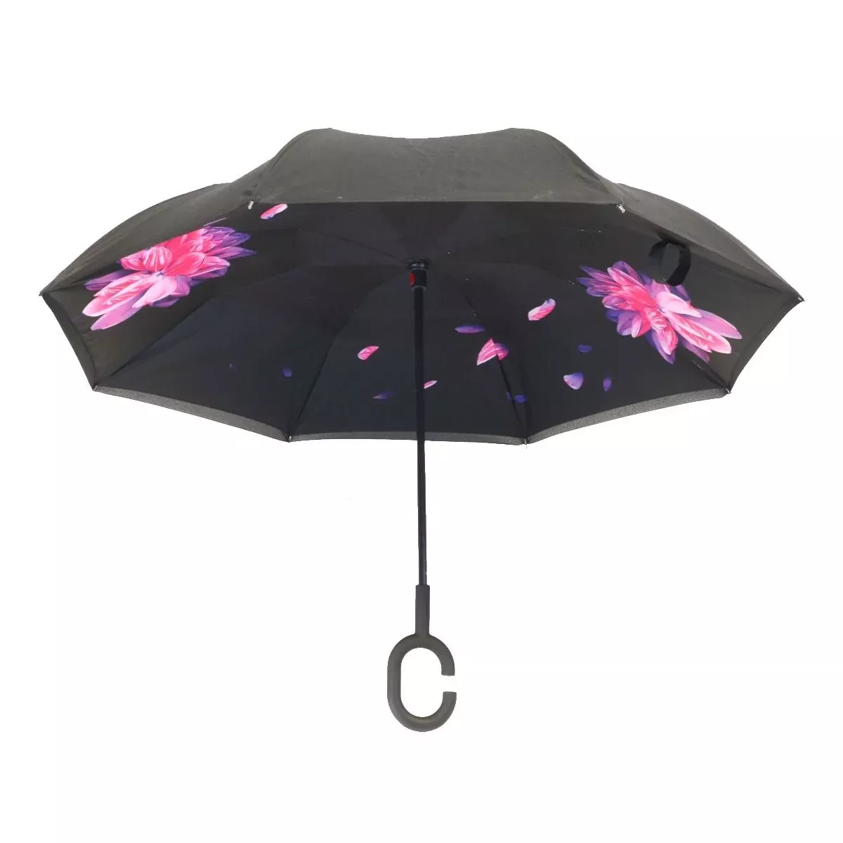 Topsy Turvy Designer Umbrellas - Drip Free Windproof - Violet Petals
