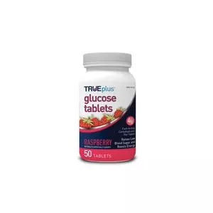 Trueplus Glucose Tablets 50 Count, Raspberry- Box of 50