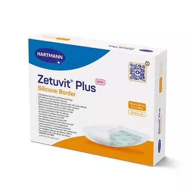 Zetuvit Plus Silicone Border Superabsorbent Sap Dressing With Silicone Adhesive, 8" X 8" - Replaces Ev413123- 1 Each