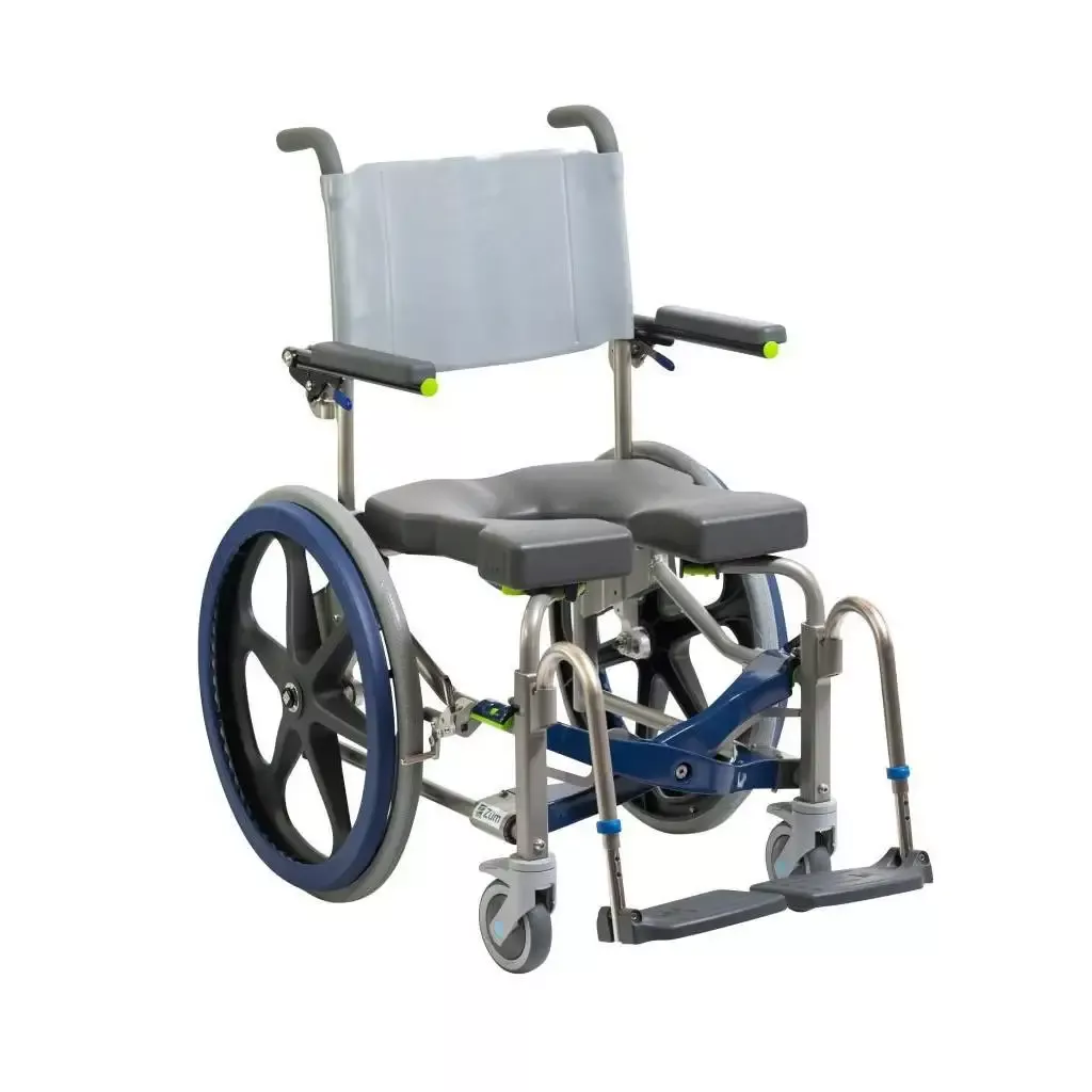 ZUM Self Propelled Folding Mobile Shower Commode Chair